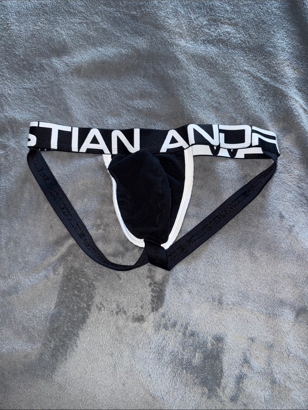 Black Men's Jockstrap with Branded Waistband